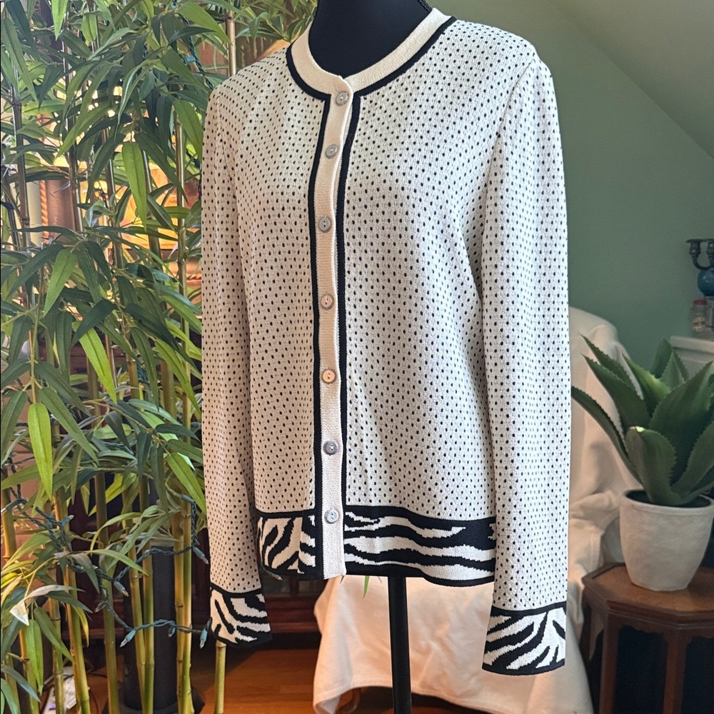 Black and White Button-Up Cardigan